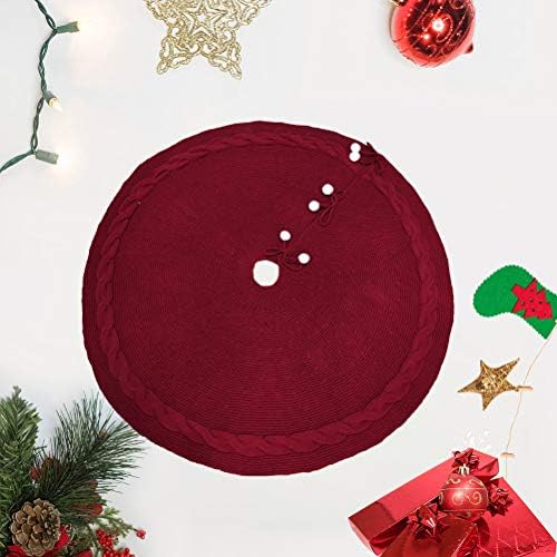 שמלת עץ חג המולד של ABAODAM חיקוי סרוג צמר סרוג חצאית עץ חג המולד ללא ארצון סינר עץ חג המולד סינר עץ חג המולד יצירתי קישוטים קלרט- אדום