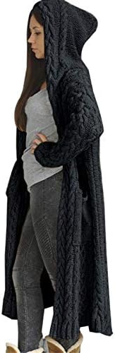 כבל שמנמן לנשים סרוג סוודר קדמי פתוח קרדיגן ארוך פלוס ז'קט ברדס בגודל מעילי חורף בגדי הלבשה חיצונית עם כיס