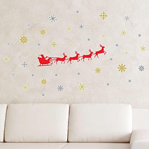 וולפלוס של סנטה מזחלת קישוטי חג המולד פינוי בית מדבקות קיר מקורה עיצוב חג מולד שמח קיר ציורי קיר מדבקות סלון לילדים ילדים מסעדת בית קפה