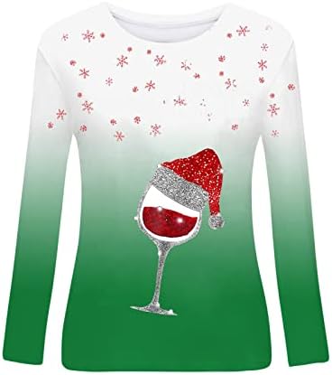 Anniya Fall Crewnneck סווטשירט סוודר צוואר הדפס חג המולד חולצות טיול חולצה מנוגעת לחולצה לנשים מסיבות נשים