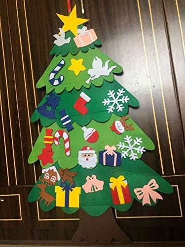 עץ חג המולד DIY בעבודת יד מורגש שנה חדשה מתנות לילדים צעצועים מלאכותיים קיר קיר תלייה קישוטים לחג המולד לקישוט הבית