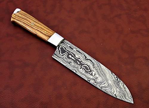 סכין סנטוקו סנטוקו סנטוקו, סכין עץ טבעי, סולם עץ טבעי עם חור תחרה, באורך 11 אינץ