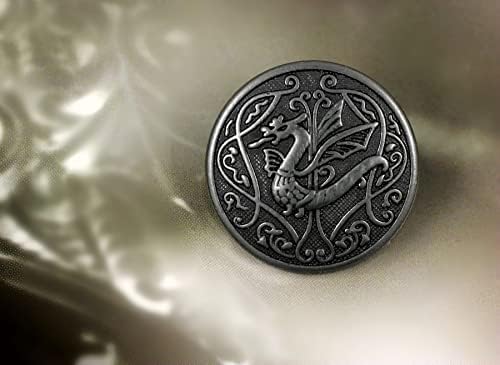 Bezelry 10 חתיכות כפתורי Spitfire Celtic Dragon Metal Methance. 25 ממ