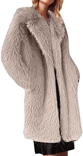 צמר מלאכותי לנשים שרוול ארוך מעיל ארוך ז'קט חם פו שרוול ארוך גוף פרוותי לבוש חיצוני מעילי חורף נשים