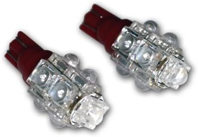 TuningPros Ledhbi-T10-R9 מחוון קרן גבוה נורות LED נורות T10 טריז, 9 סט שטף אדום 2-PC סט