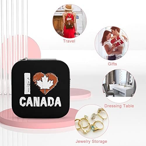אני אוהב קנדה, יום קנדה ליום הנשים פרימיום נסיעות תכשיטים קטנים שרשרת טבעת מארגן אחסון מיני מארז תצוגה