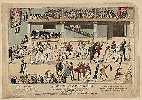 צילום היסטורי: כדור גרנד ג ' מייקה, הופ קריאולי, עיר ספרדית, אולם נשפים, ריקודים, 1802, חיי חברה