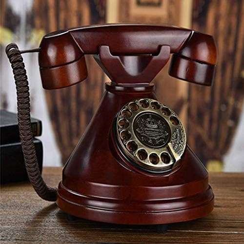 Myingbin רטרו רטרו מעץ מלא טלפון טלפון עתיק טלפון עם זיהוי מתקשר פטיפון מתכת לעיצוב מלונות חנות ביתי, 2