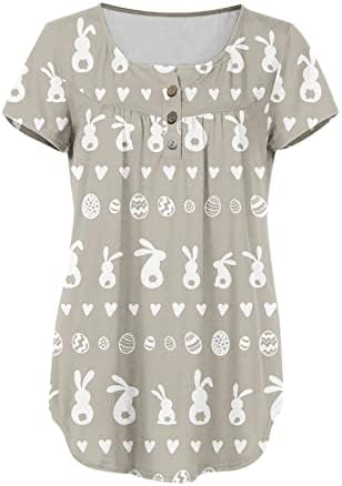 חולצות פסחא שמחות לנשים חולצת טריקו גרפית ארנב מכתב מצחיק מודפס