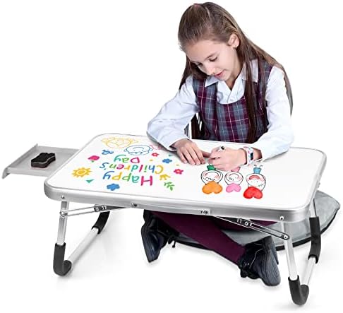 חיק שולחן ילדים יבש למחוק לוח מתקפל שולחן חיק עם אחסון מגירת 23.6 אינץ נייד מיטת שולחן מגש לילדים פעוט אמנות ציור פעילות שיעורי בית
