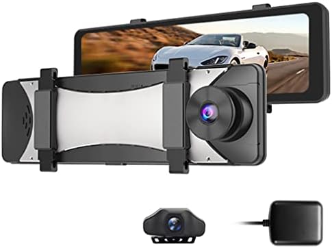 XRC Tech 2K+1080p מצלמת מקף למכוניות, תצוגה אחורית של מראה מצלמות מסך מצלמות, GPS, מצלמת גיבוי אטומה למים, בקרת קול, זווית רחבה, ראיית