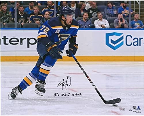 ג'סטין פאולק סנט לואיס בלוז חיצה חתימה 16 x 20 תצלום פתיחה עם הופעת בכורה של STL 10/2/19 כתובת - מהדורה מוגבלת של 19 - תמונות NHL עם חתימה