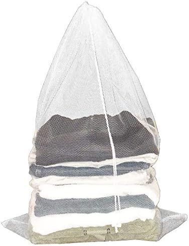 קלורוקס כביסה תיק עם שרוך – כבד החובה רשת הגנה מפני ריחות, נייד לשימוש חוזר בגדי אחסון עבור מכללת במעונות, דירה ונסיעות, אחד גודל, לבן