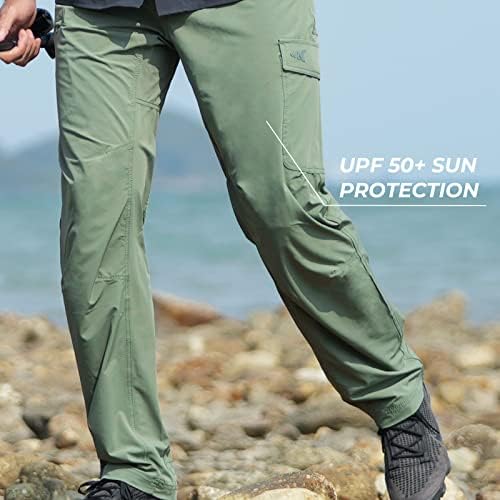 מכנסי טיול דיג ברוח של קסטקינג, מכנסי טיול דוחה מים דוחים במים מכנסי טיפוס, UPF 50+ חומר מתיחה