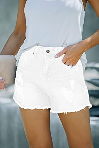 קקוהו לנשים 2023 מכנסי קיץ מזדמנים קצרים במותניים אמצע מותניים נמתחים קרועים מכנסיים קצרים מזדמנים