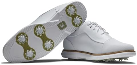 נעל גולף של מסורות נשים, נעל גולף, בוהן כובע לבן/לבן, 7.5